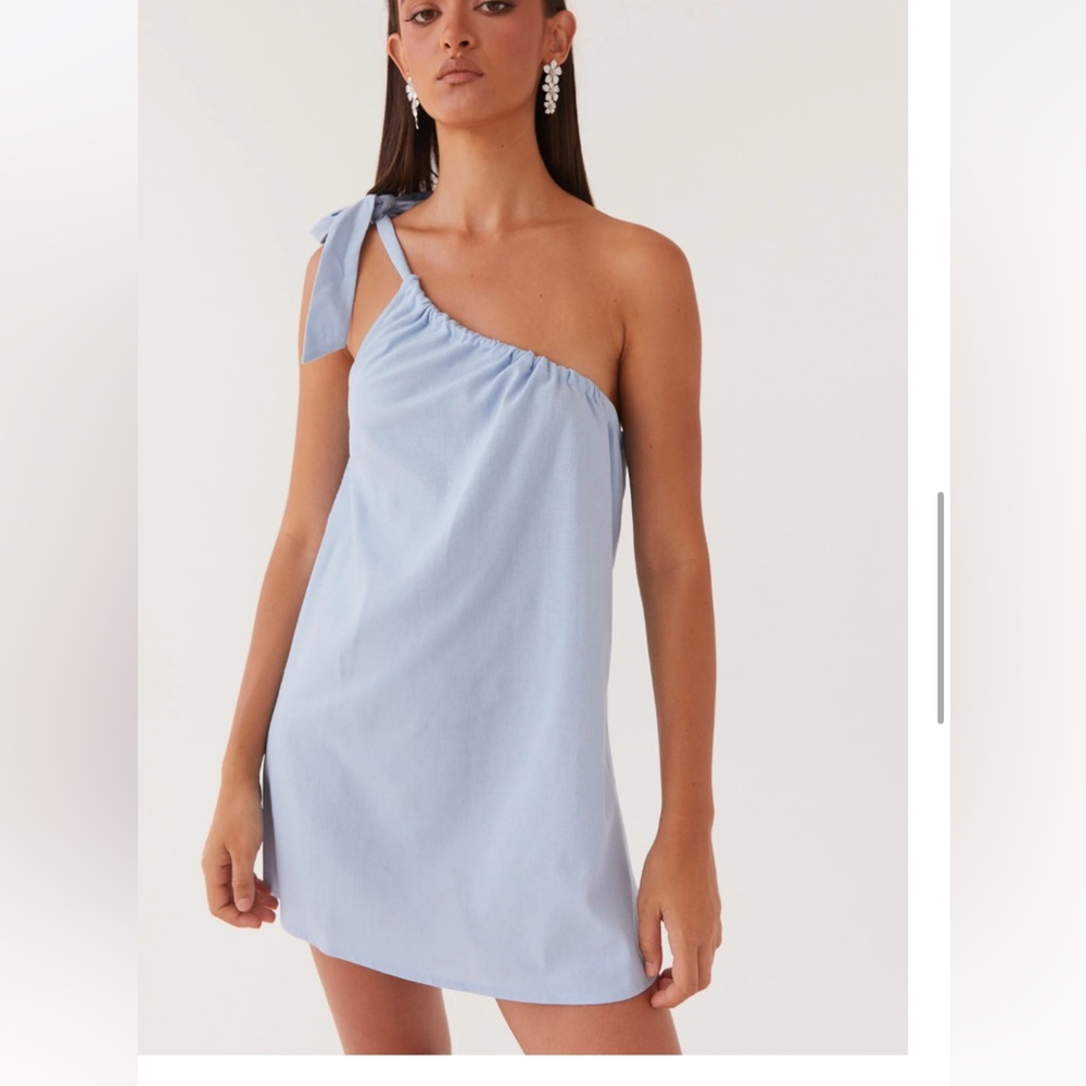 Art Of Waves Linen Mini Dress - Cerulean